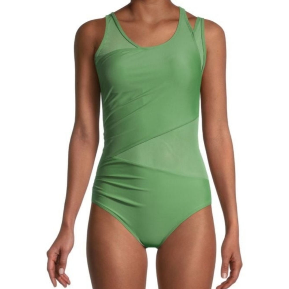 Catherine Malandrino Asymmetrical Mesh One Piece Swimsuit - Picture 1 of 4